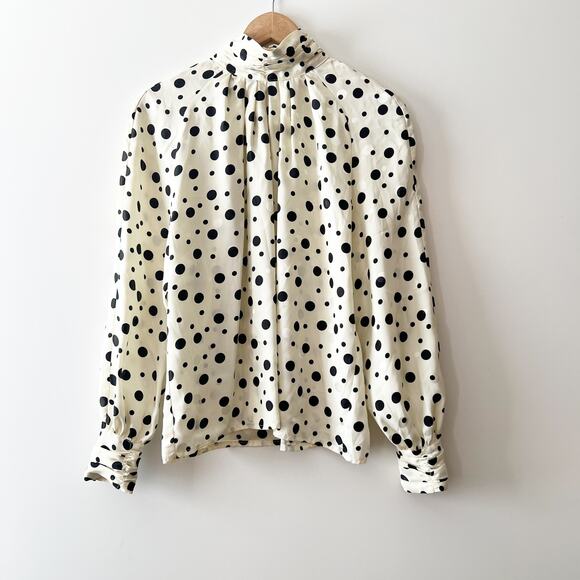 Vintage Tops - Vintage 80s Jordan Polka Dot Turtleneck Blouse Size Small